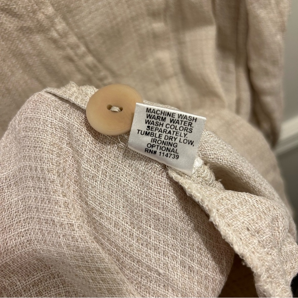 Flax Asymmetrical Linen Jacket Medium Tan Cream Off White cardigan - Picture 8 of 9